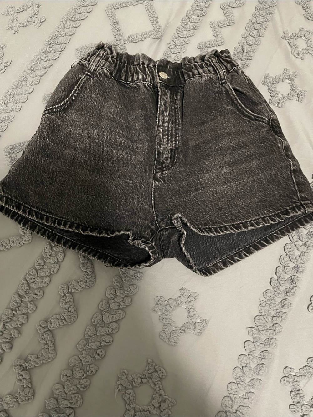 BDG Black Washed High-Rise Paperbag Denim Shorts